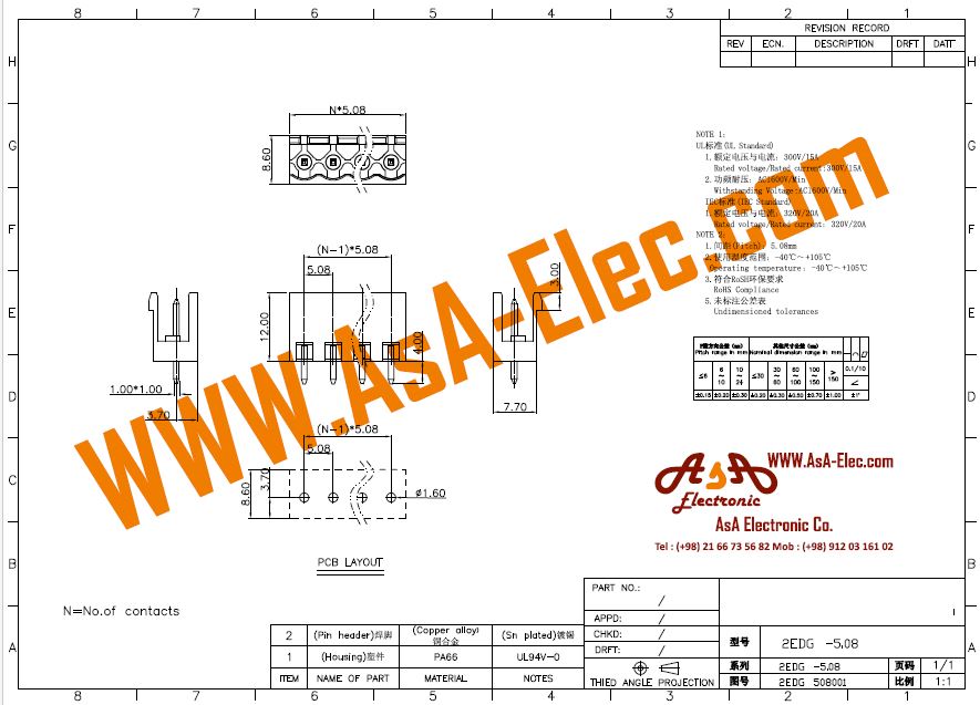 ترمینال فونیکسی 3 پین نر صاف و ماده PTR 5.08mm